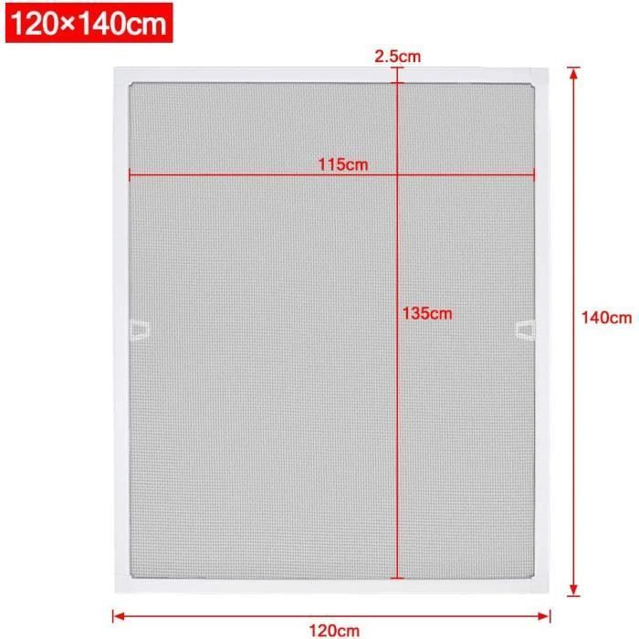 Mosquitera - Aufun - 120 x 140 cm - Aluminio blanco - Protección contra insectos - Resistente a los rayos UV