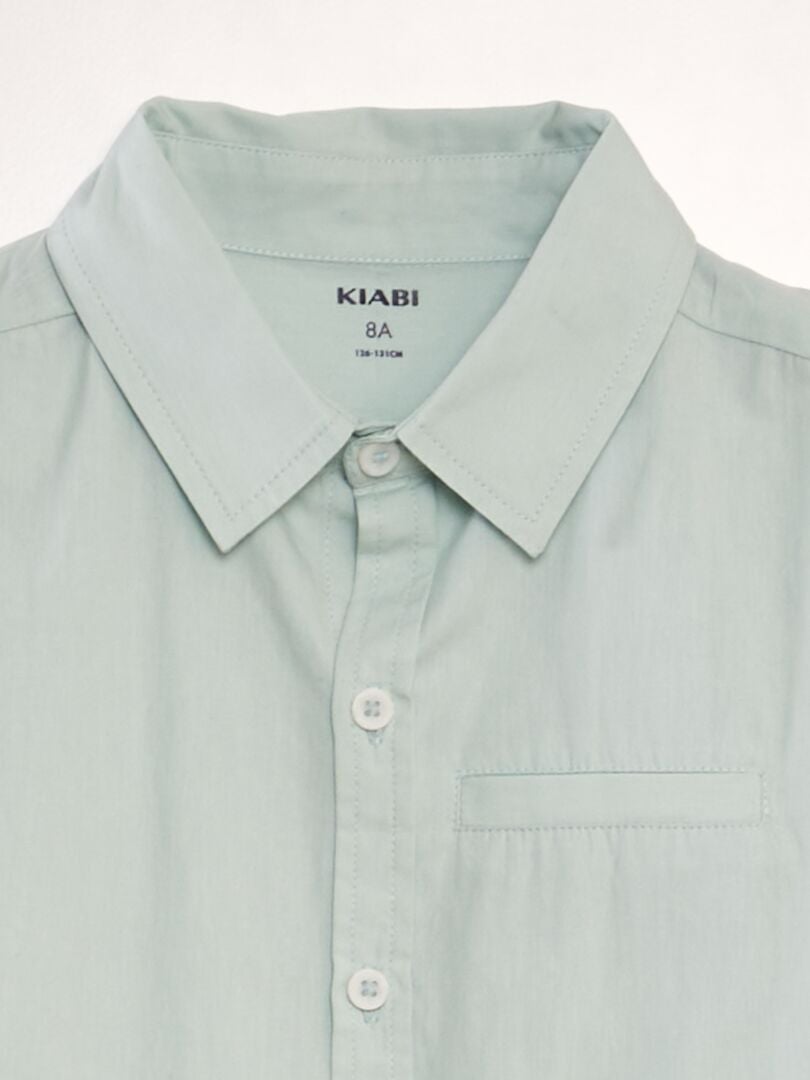 Camisa de manga corta de color liso - azul