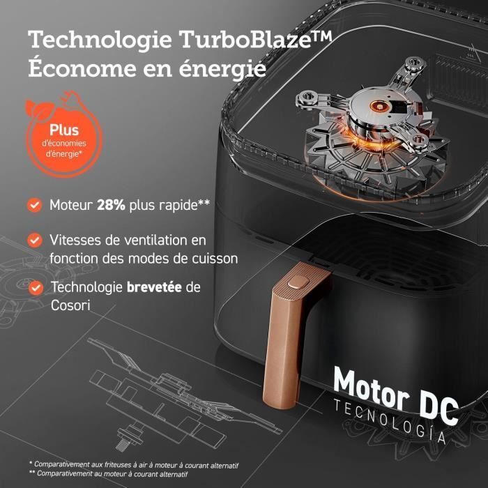 COSORI Turbo Blaze Chef Edition Airfryer - 6L kapacitet - 6 programmer - 1725W - Sort