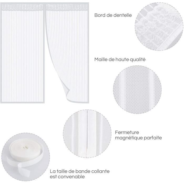 Mosquitera magnética para ventana - Freosen - 130x150CM Blanca - Cierre automático - Mosquitera