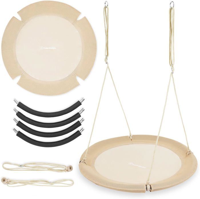 Swing - HyperMotion - Bird's Nest 100cm - 150kg Load Capacity - Comfort & Safety - Boho Beige