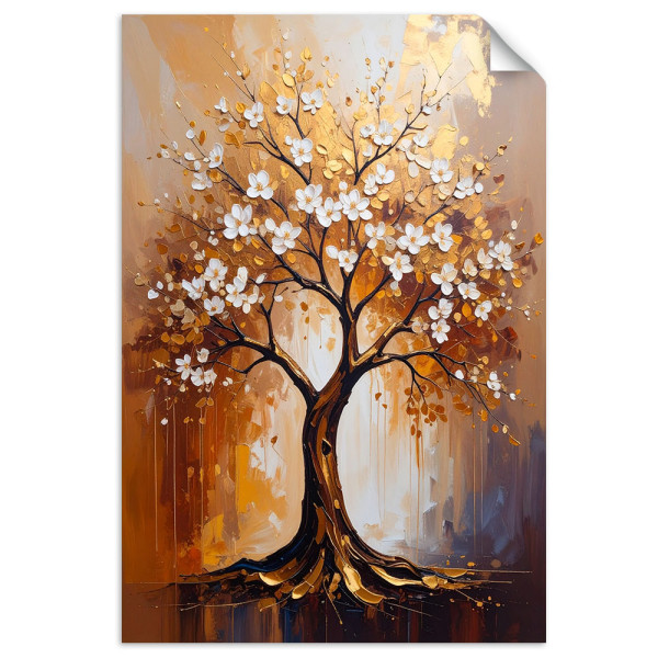 Naklejka na ścianę Feeby Złote Drzewo Życia Kwiaty Abstrakcja 20x30