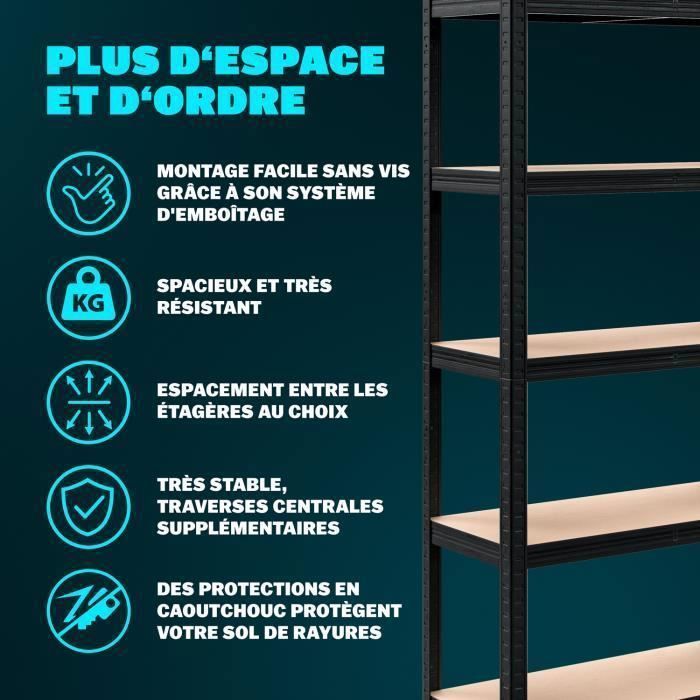 MONZANA® 2x zware stellingen, zwart, 5 lagen, 180x90x40cm, metalen stellingen, max. 875kg, opslag voor garage/werkplaats