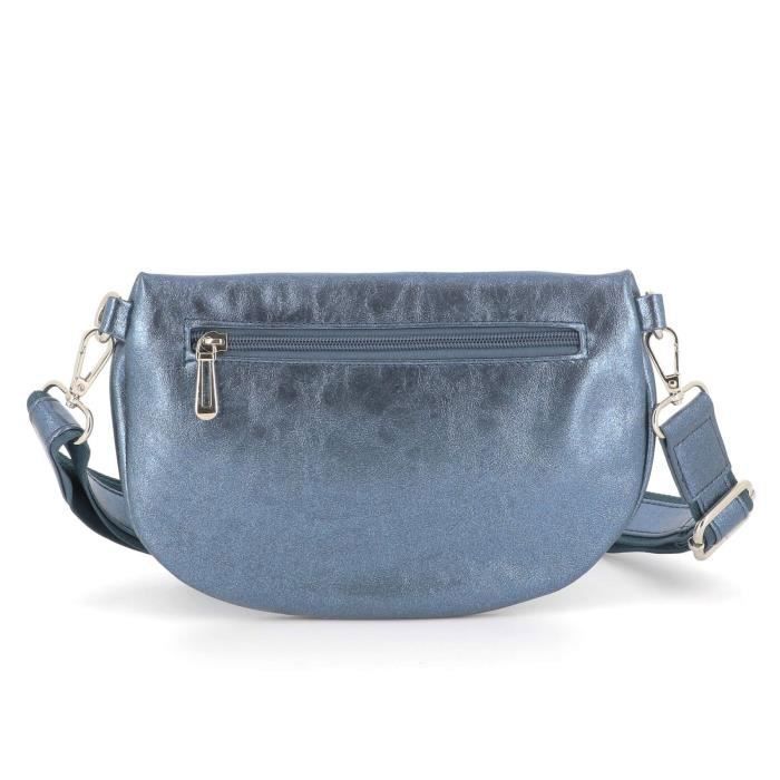 Flora And Co - Sac Banane Femme À Bandoulière Similicuir Brillant - Bleu