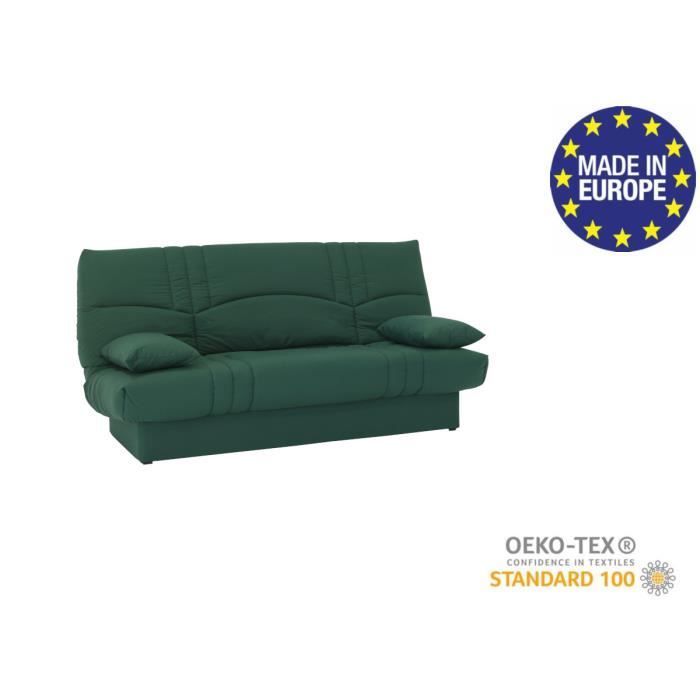 3-seater click-clack sofa bed - Forest Green fabric - W 190 x D 92 cm - DREAM - Contemporary Style
