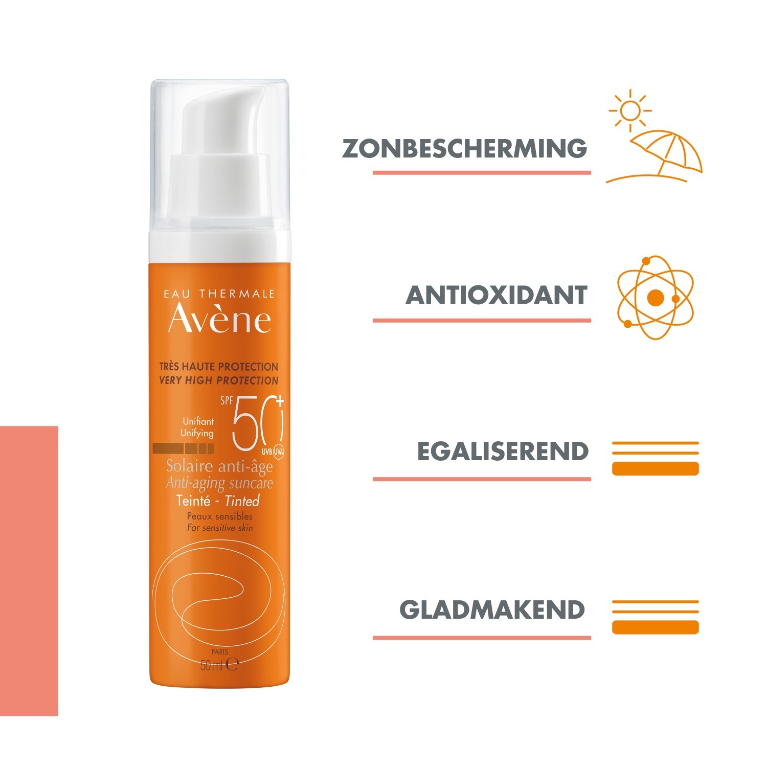 Avène Solaire тонирана крема за сунчање против старења SPF 50+ - 50 мл
