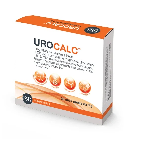S&R FARMACEUTICI Urocalc Nahrungsergänzungsmittel zur Unterstützung der Steinbildung, 30 Beutel, glutenfrei