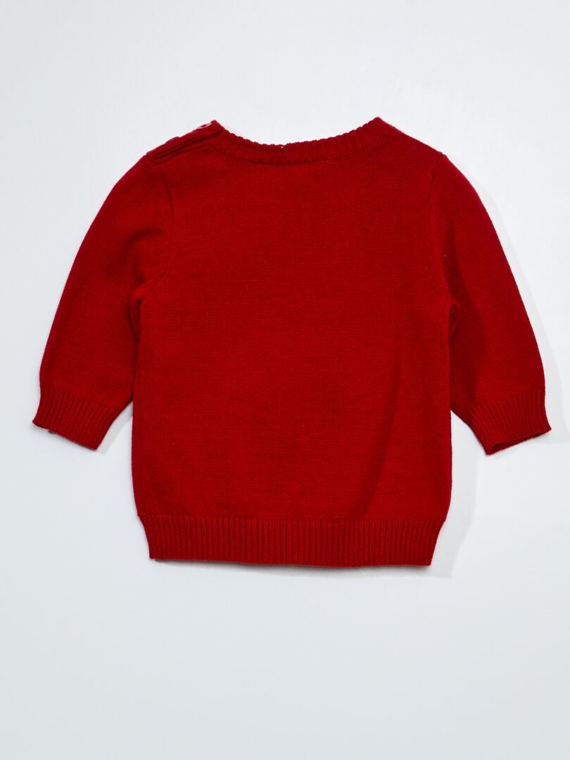 Suéter de malha leve com estampa - VERMELHO