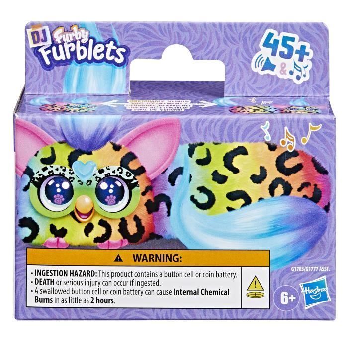 Furby DJ Furblets Rain-Bow-Kat, Mini peluche électronique, jouet pour enfant, 45 sons et musiques, dès 6 ans