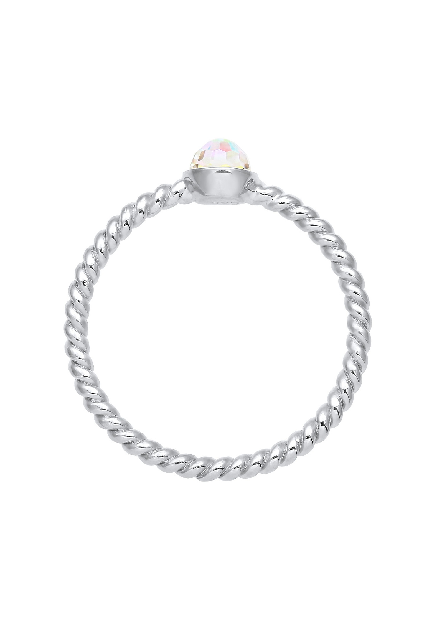 Elli Femmes Solitaire Twisted avec cristaux en argent sterling 925 plaqué or