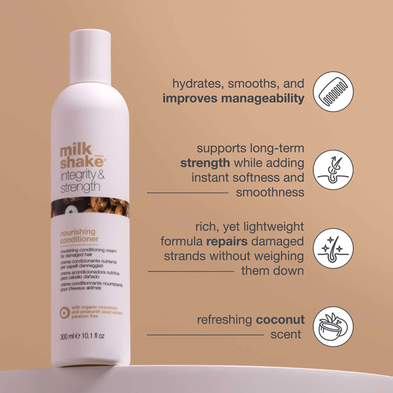 milk_shake® Condicionador Nutritivo Integrity & Strength para cabelos danificados