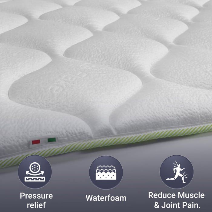 Kühlender Matratzentopper „White Stone“ (90 x 200 cm) mit elastischen Bändern | Matratzenkorrektor mit kühlender Technologie | Höhe: 4 cm