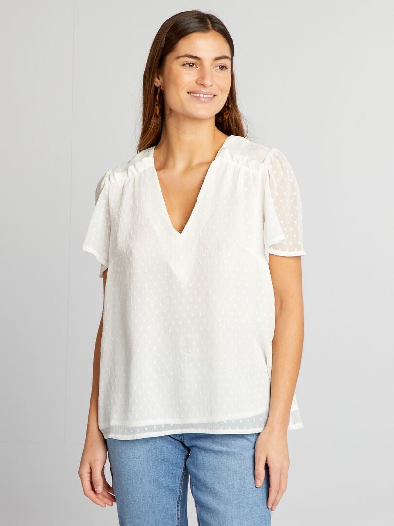 Plumetis blouse - WIT
