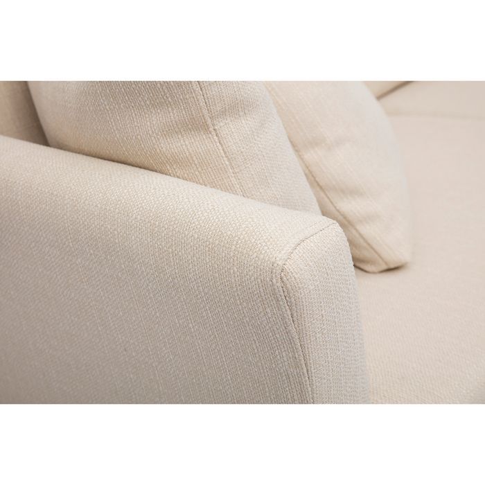 Miliboo - Canapé scandinave déhoussable 3 places en tissu beige et bois clair OSLO