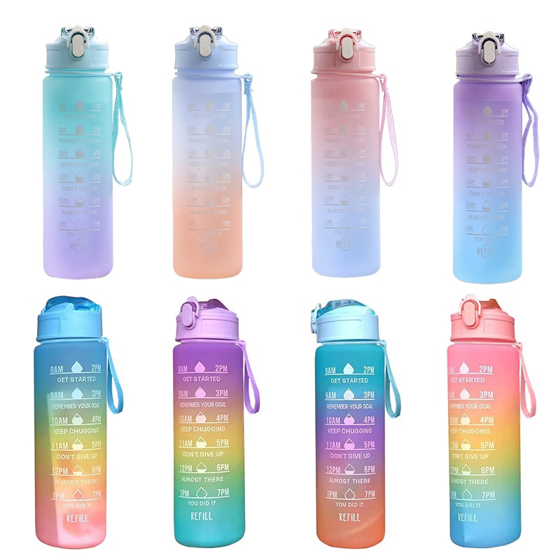 900-ml-Sport-Trinkflasche mit Zeitanzeige, auslaufsicher, motivierend, tragbar, für Outdoor-Sport und Fitness, BPA-frei