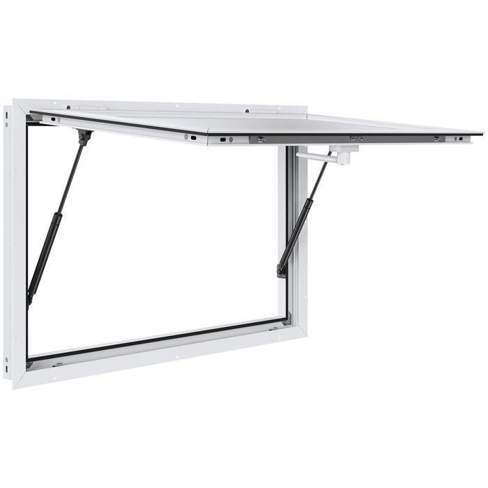 Sportello di servizio - DUOKU - 36x48 - Lega di alluminio - Apertura alla francese - Grigio