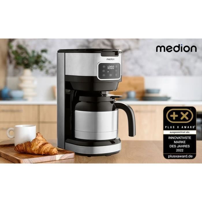 Cafetière Filtre Digitale Isotherme - MEDION - 900W - 1,2L - Silver