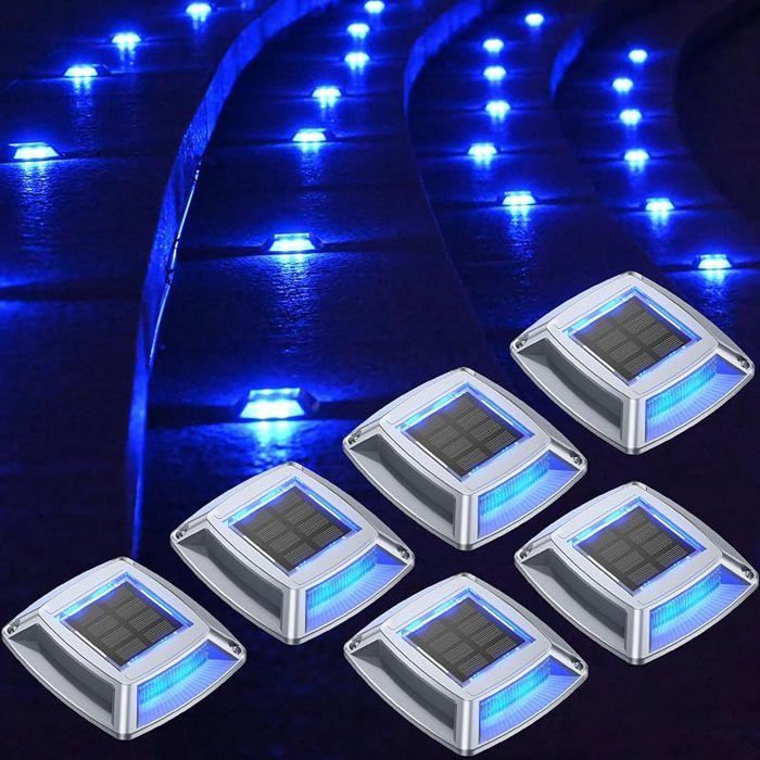 Éclairage pour Chemins Spot Solaire Exterieur Puissant IP68 Étanche Eclairage Escalier Exterieur Bleu Balise Solaire 6 Bl ECLAIRAGE