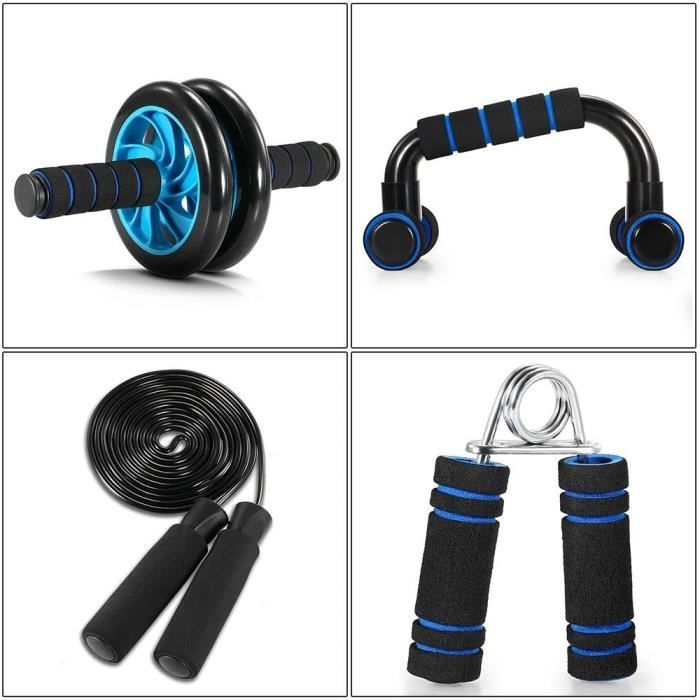 Rueda abdominal 5 en 1 - Fitness - Equipo de fitness - Mango para flexiones - Cuerda para saltar - Rodillera
