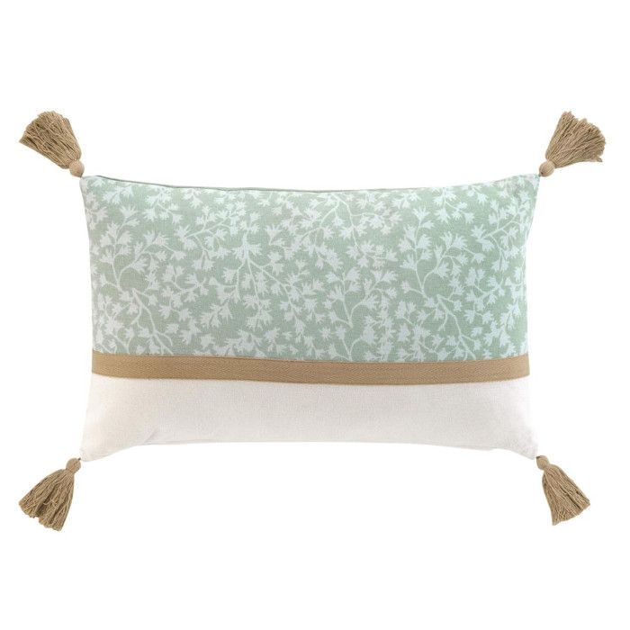 Coussin - DOUCEUR D'INTÉRIEUR - 30x50cm - Déhoussable - Vert sauge - Rectangulaire