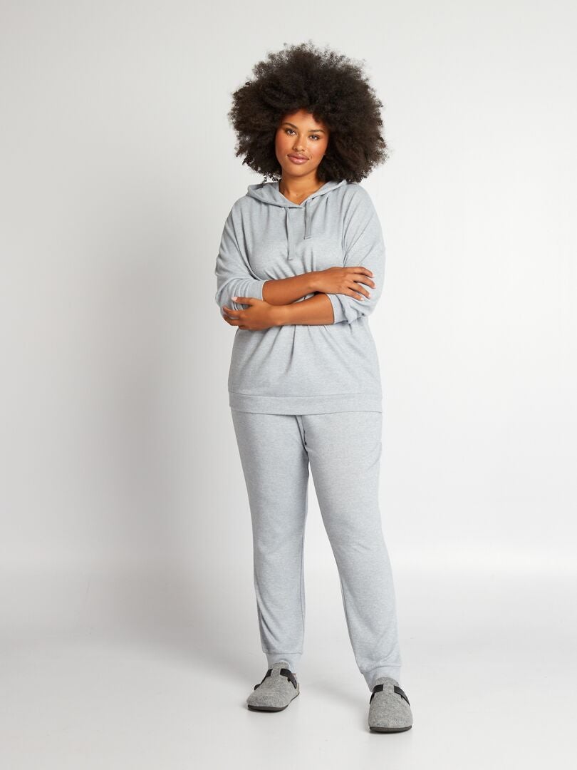 Calça de pijama de malha macia - modelo jogger - AZUL