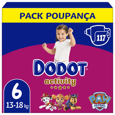 Dodot Activity 13 kg T6 Paw Patrol Babyblöjor Total Fit 117 st 117 st