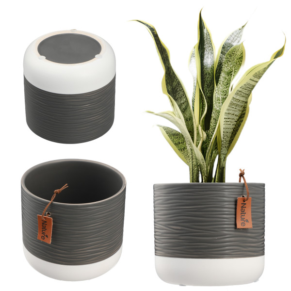 Kadax Doniczka Ceramiczna 12cm Osłonka Szara Biała