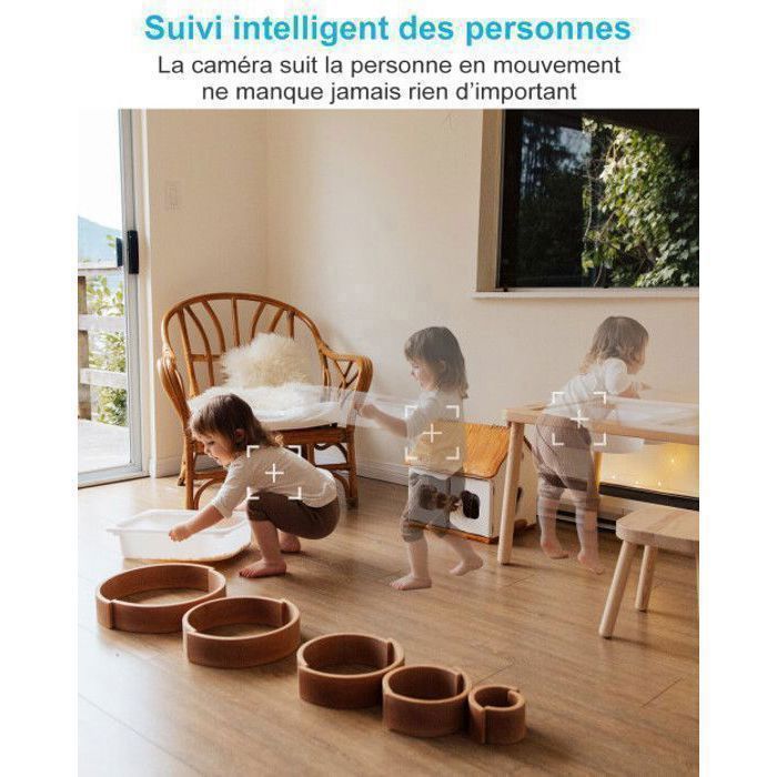 Telecamera di sorveglianza WiFi per interni GENBOLT, doppia lente a 360°, doppio WiFi a 2,4 e 5 GHz, rilevamento intelligente della presenza di persone, ideale per neonati.
