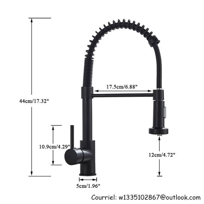 Grifo de cocina negro JULLYBATHEVY - Fregadero de cocina - Giro de 360° - Rociador extraíble de 2 modos - Grifo mezclador