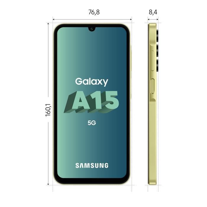 Smartphone Samsung Galaxy A15 5G de 128 GB, color lima.