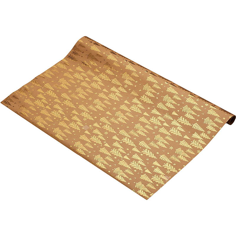 Papel de regalo navideño para el hogar, 2 x 70 cm, papel Kraft con estampado en caliente.