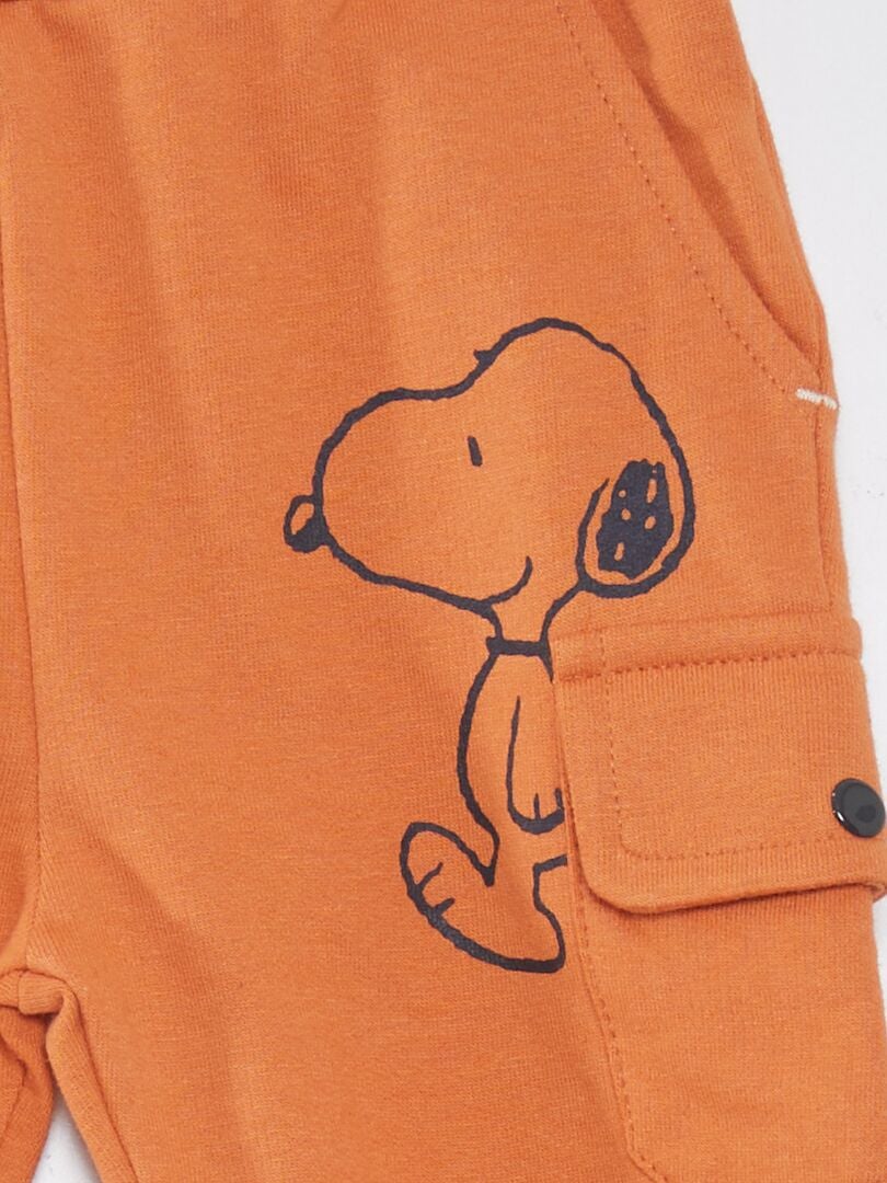 Snoopy broek met klepzakken - ORANJE