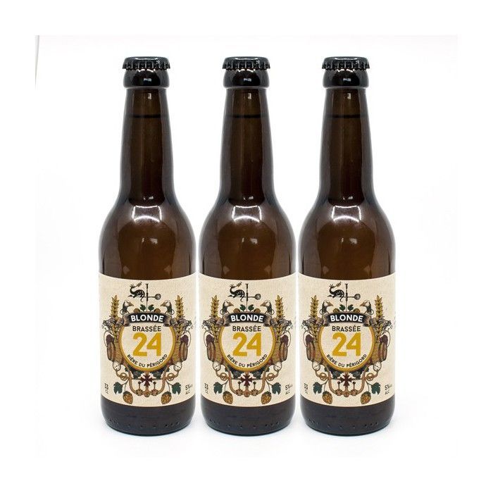 Pack of 3 Blonde Beers, Brewed in 24 by the Sarlat Craft Brewery, 33cl