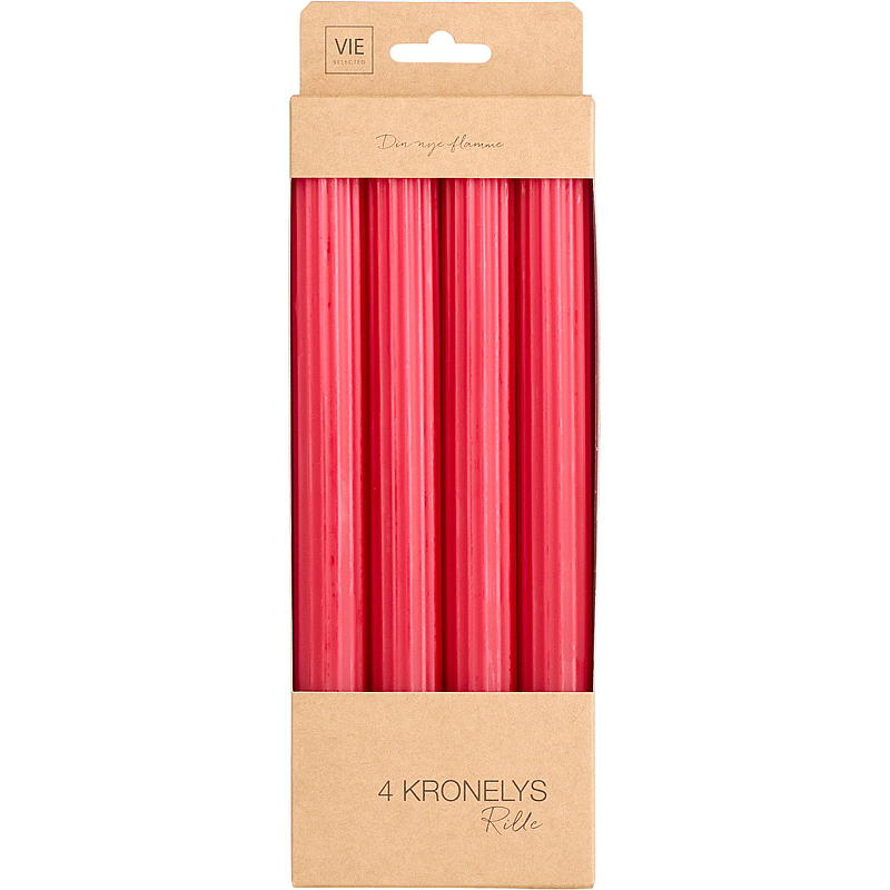 Bougie Vie Selected Crown, lot de 4, 24 cm, rouge pétrole rainuré