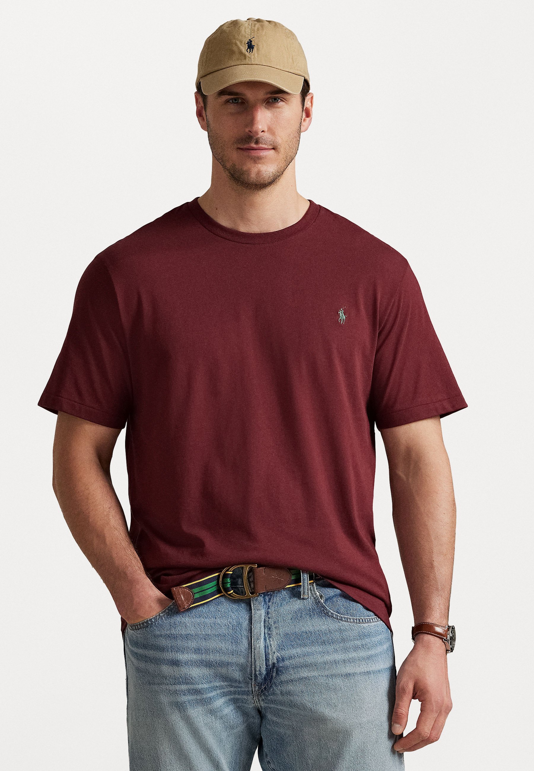 Polo Ralph Lauren Big & Tall Jersey Crewneck T-shirt - Basic T-shirt - wijnrood