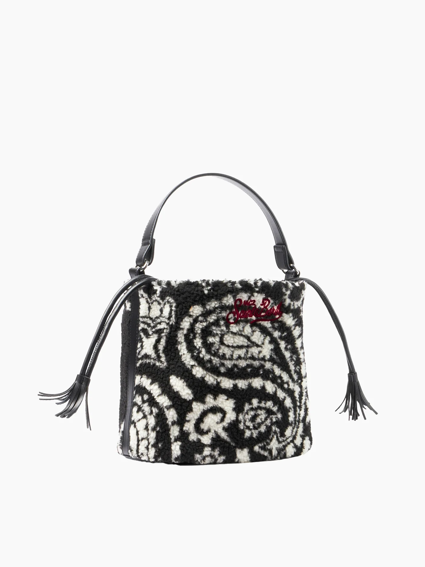 Bolsa saco em sherpa com estampa de bandana