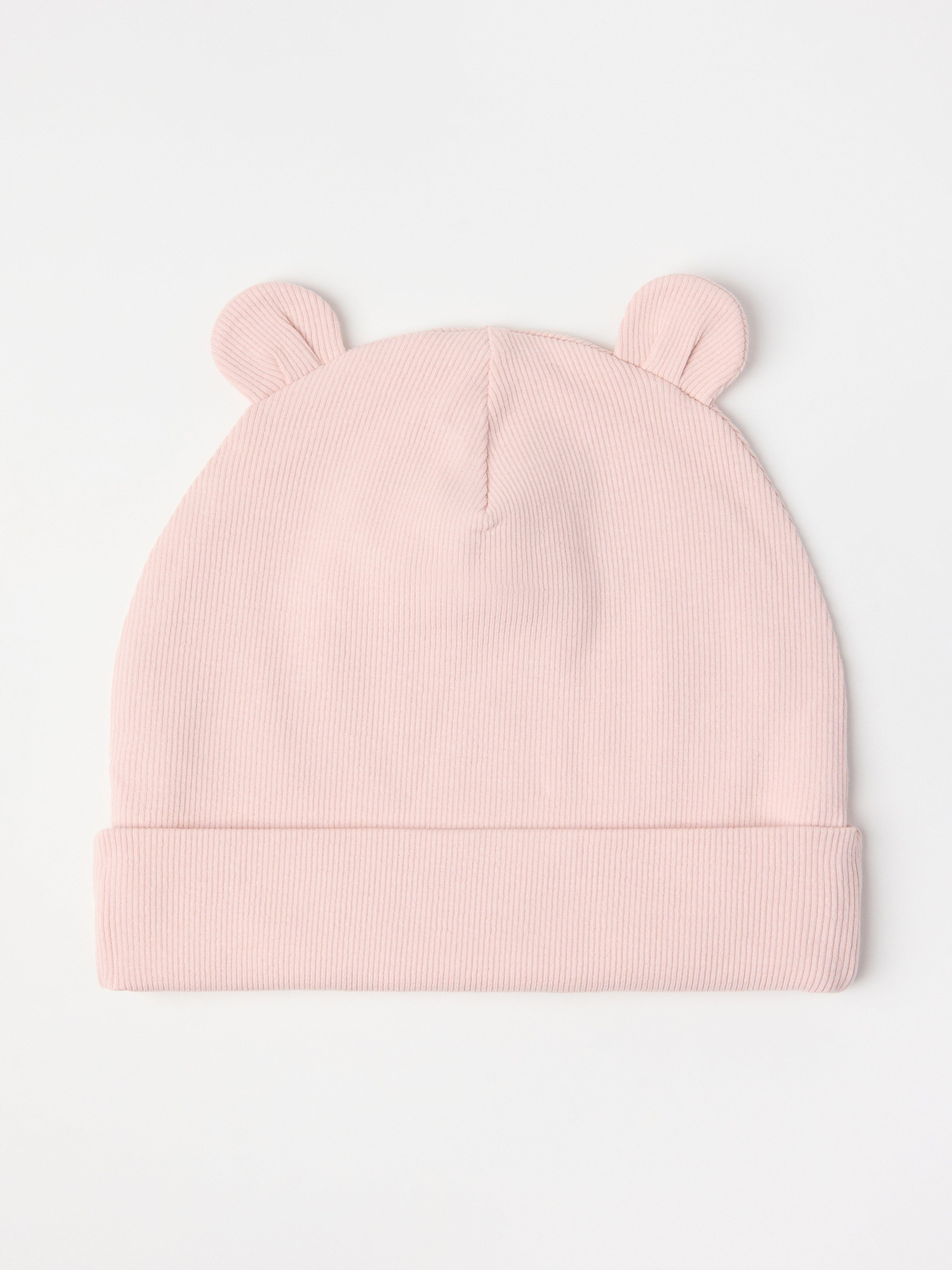 Gorro acanalado rosa claro empolvado