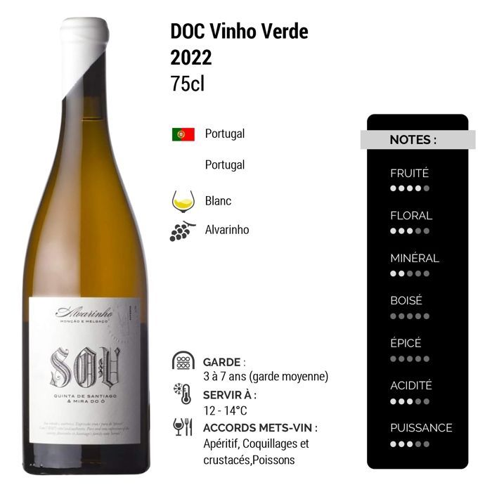 Quinta de Santiago e Mira do O Sou Alvarinho 2022 - Vinho Verde - White Wine from Portugal (75cl)