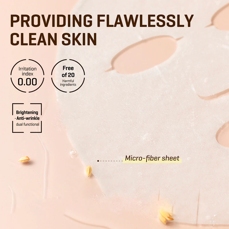 Some By Mi Galactomyces Glutathione Glow Serum Mask, uma máscara facial iluminadora em tecido para peles sensíveis e secas.