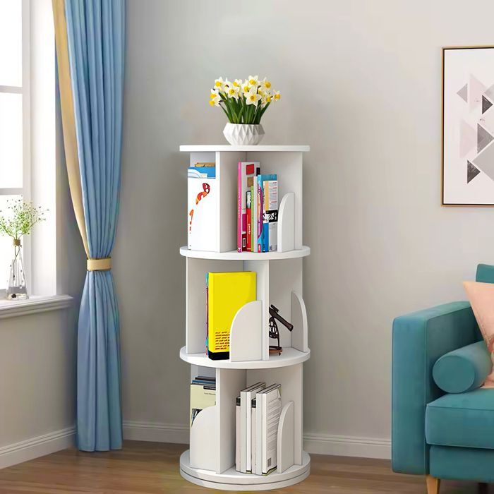 MIPAN. Estantería giratoria de 360 grados - Estantería giratoria de 3 niveles - Para habitación infantil - 40*40*97cm - Blanca