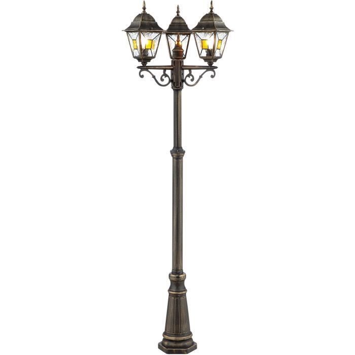 Lampada da terra per esterni JANEL - BRILLIANT - nero e oro - metallo/vetro - 3x60W - IP44