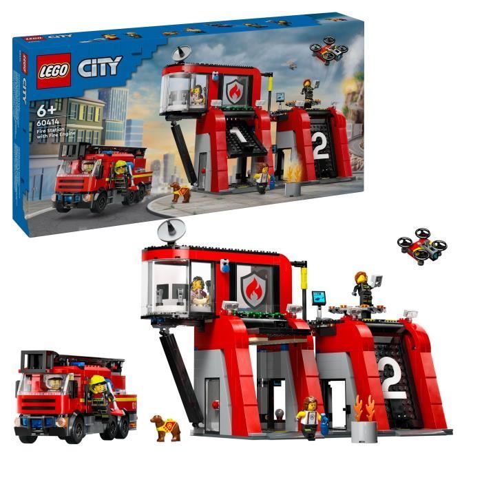 LEGO® 60414 Stadsbrandweerkazerne en brandweerwagen, speelgoedhondje en 5 minifiguren, kindercadeau
