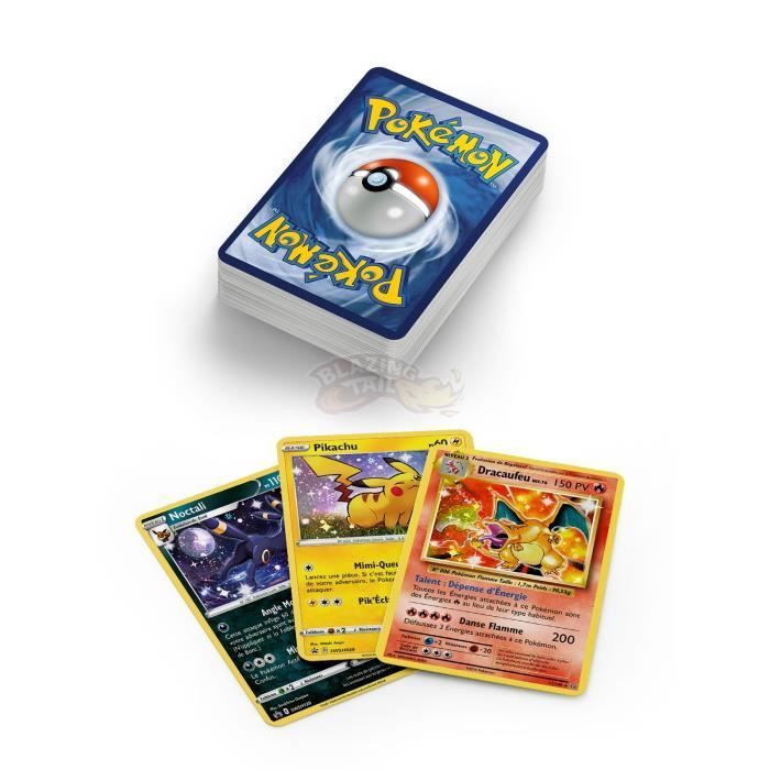 Lote de 53 cartas Pokémon oficiales francesas, NUEVAS - 3 BRILLANTES | 3 RARAS - Sin duplicados