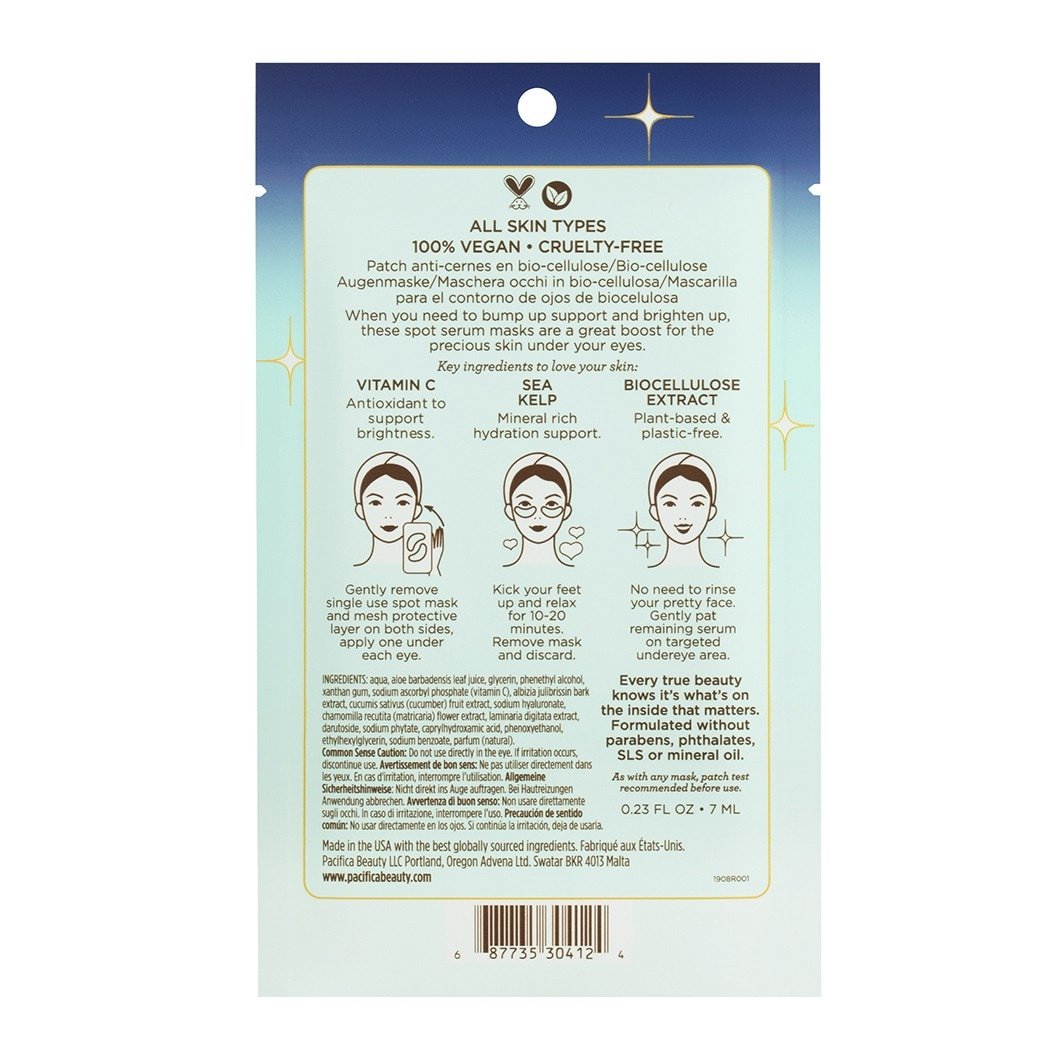 Pacifica Sea & C Eye Bright zemacu C vitamīna seruma maska - 1 pāris
