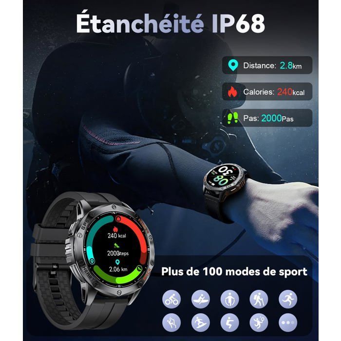 Smartwatch - ZIG-ZAG TERRITOIRES - HIRREO 2025 - GPS integrato - Resistenza all'acqua fino a 10 ATM - Durata della batteria fino a 30 giorni
