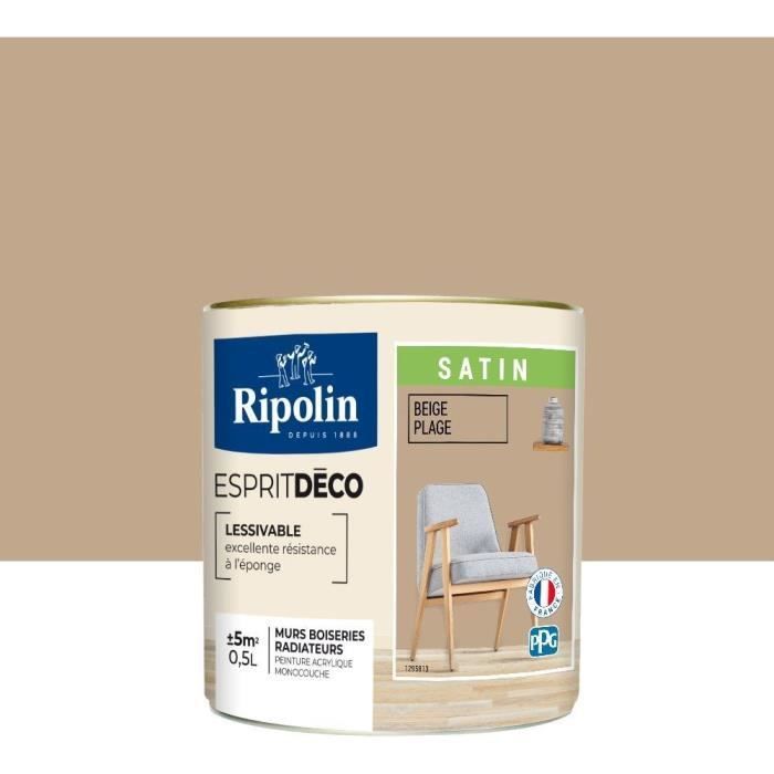 RIPOLIN - Esprit Déco Multisuperficie - Playa Beige - Satén - 0,5 L