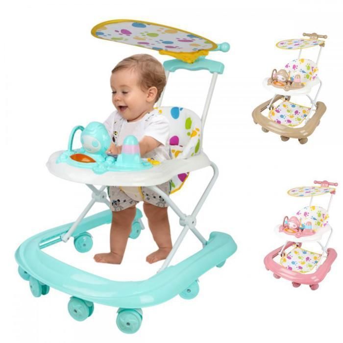 Andador 3 en 1 para bebés niños - MIPAN - Ajustable - Con música - Para el hogar, pequeño, portátil, de viaje - Verde