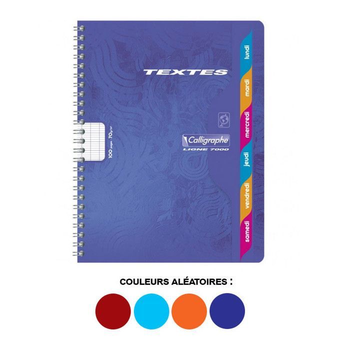 Cahier de textes - CALLIGRAPHE - 1er prix - 148 pages - 17x22 cm - Spirale