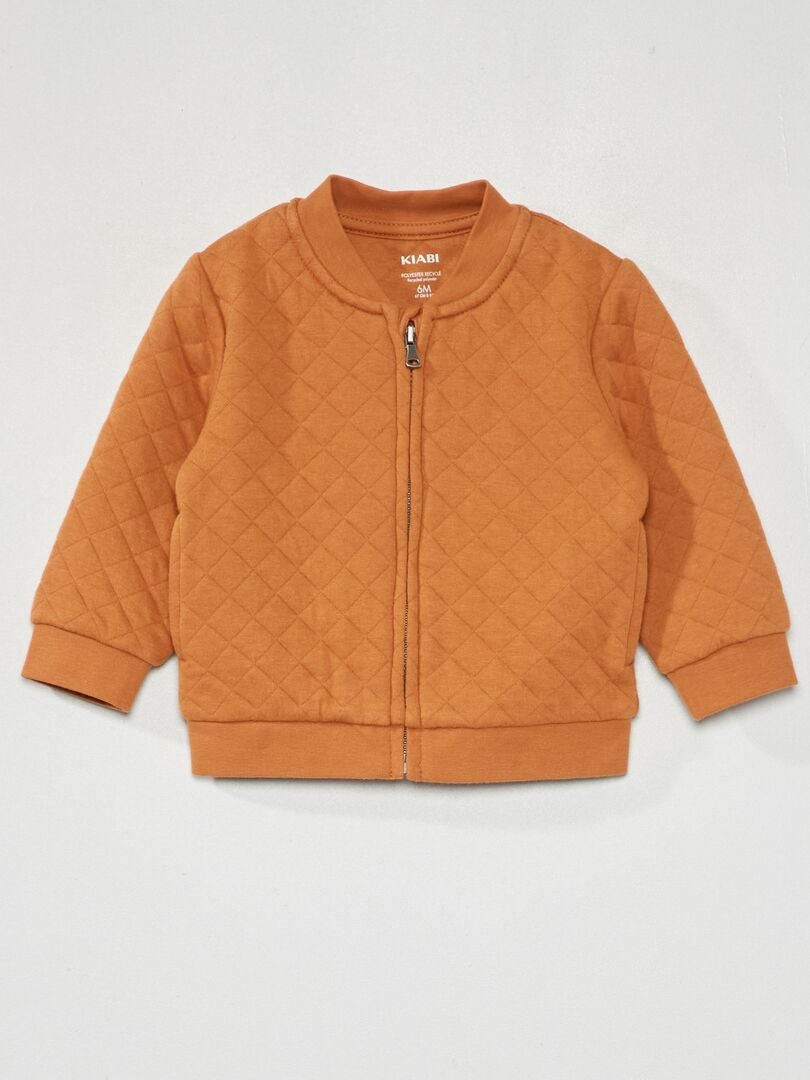 Gewatteerde sweater met ritssluiting - BRUIN