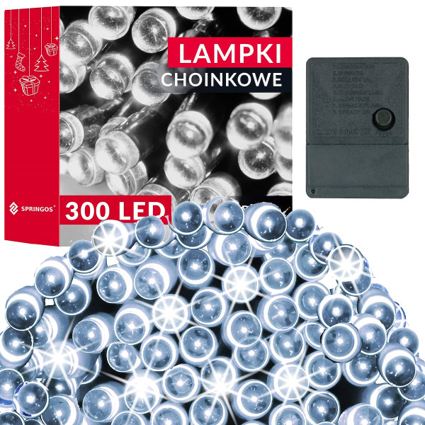 Lampki świąteczne 300 led zimny biały 22,5 m oświetlenie